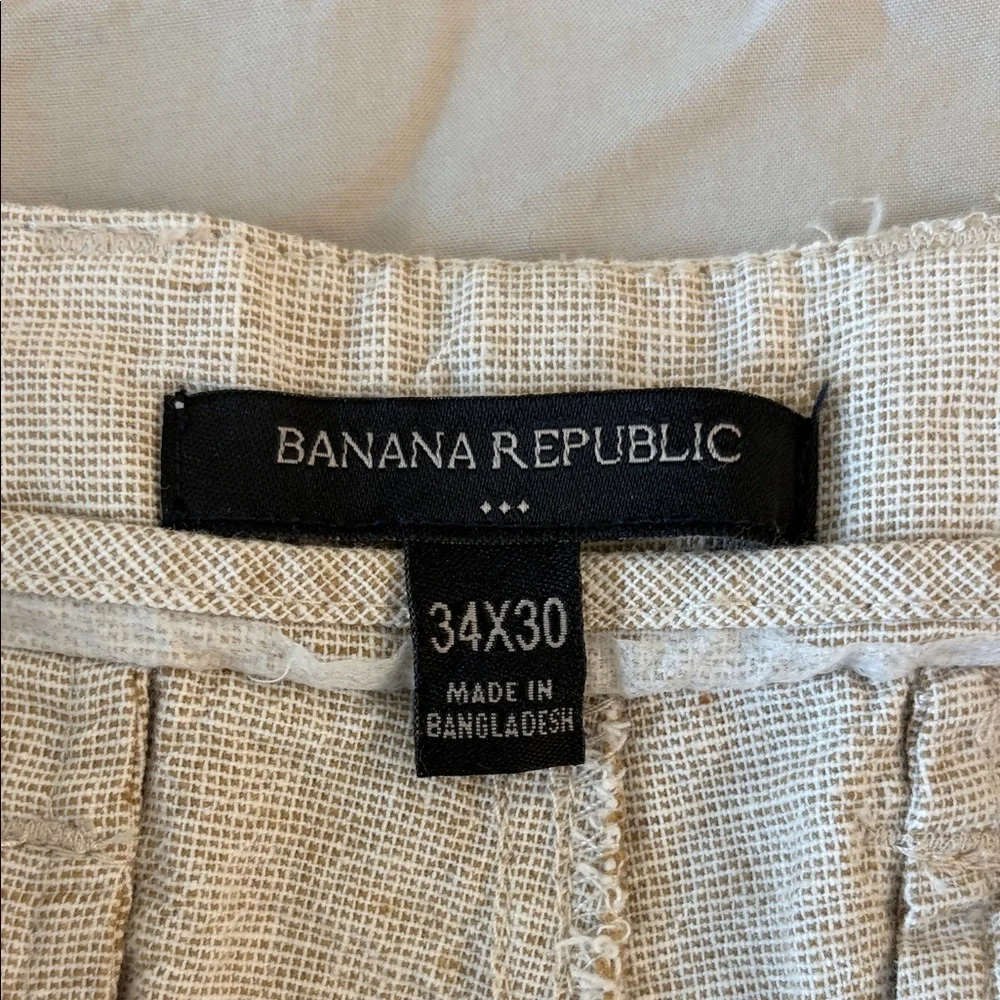 Banana Republic Men’s Linen Blend Wide Leg Pants 34x30 Beige Summer Resort